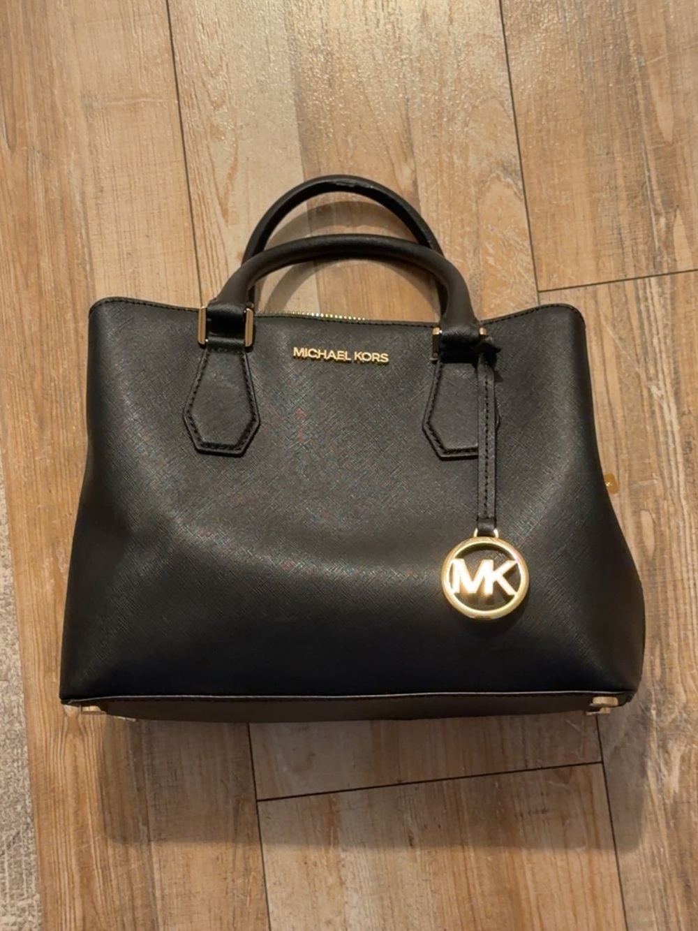 Michael Kors Black Handbag with Gold MK Charm